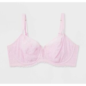 AUDEN Women 40DDD Light Pink Lace Unlined Comfort Wire Balconette Bra NWT